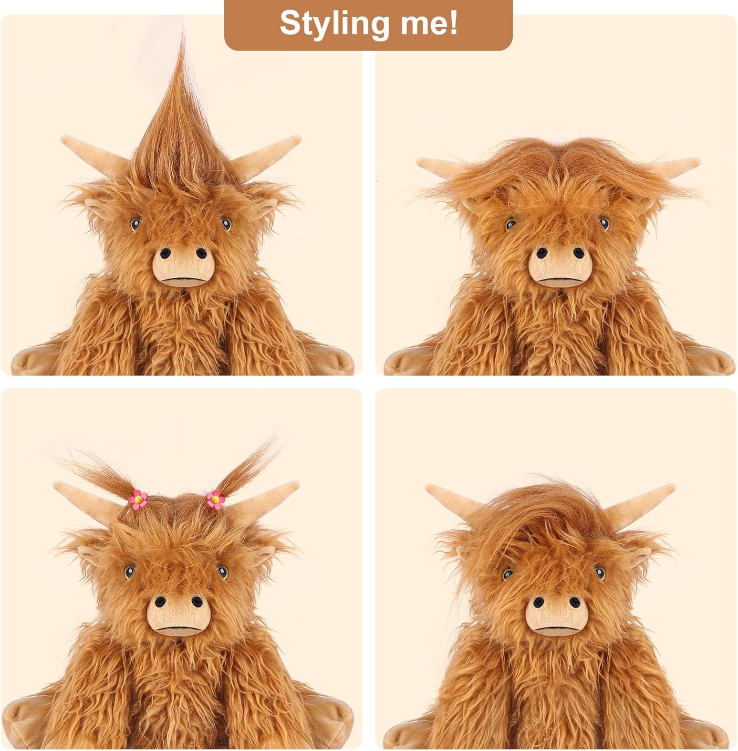 2Pcs Heatable & Coolable Highland Cow Stuffed Animal Plushie, Microwavable Heating Pad for Soothing & Relaxation, Lavender Scented Cattle Plush Toys for Stress Relief, Stuffed Cow Gifts