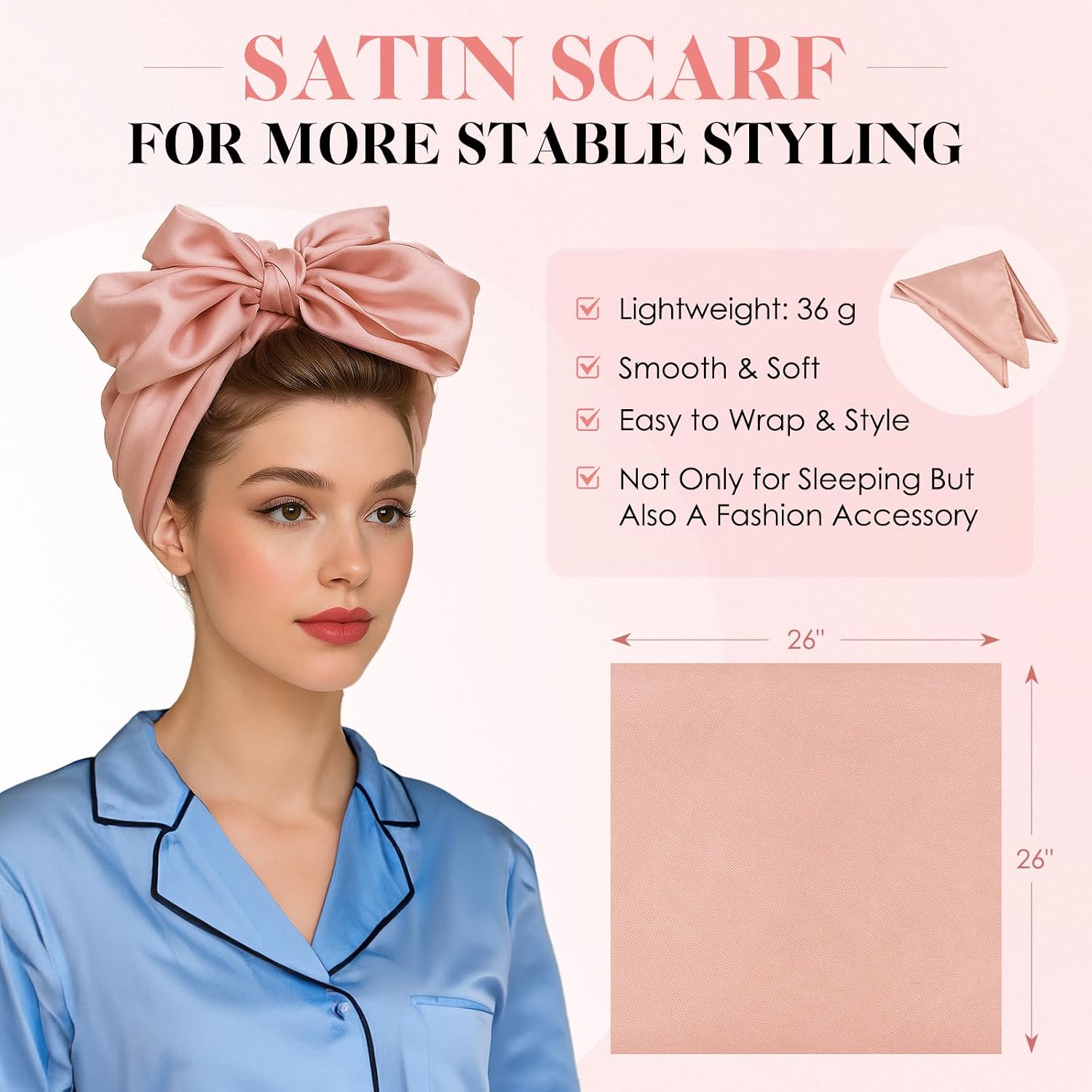 Hairro Heatless Hair Curler Set, 5-in-1 No Heat Overnight Curling Kit for Long Hair, 3 Pack Jumbo Flexi Rods with Satin Scarf & Detangling Comb, Styling Rollers for Easy Waves, Khaki
