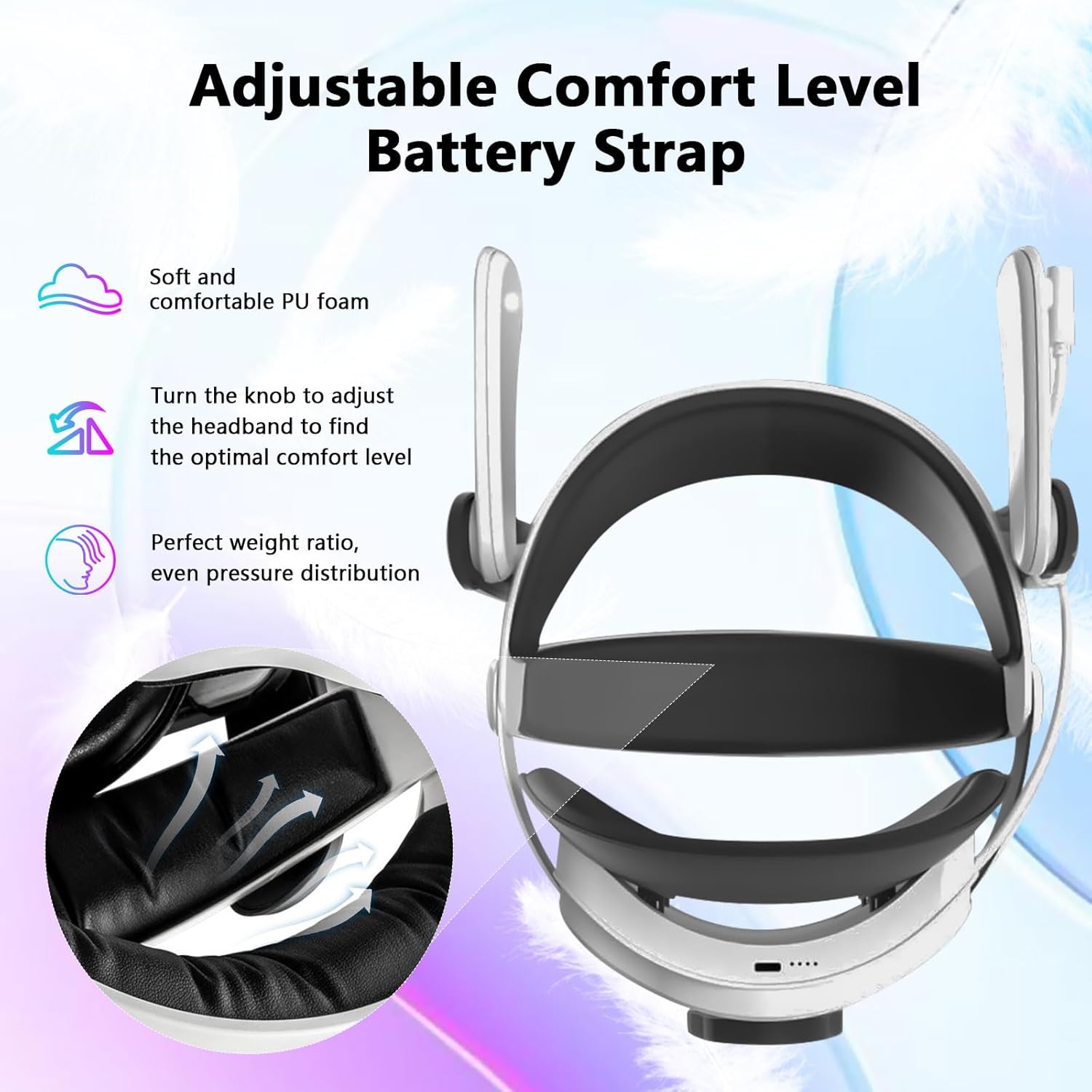 Comfort Battery Head Strap for Quest 3, VR Battery Pack Battery Headstrap Compatible with Meta Quest 3 Elite Strap for Extending VR Playtime - 8000mAh