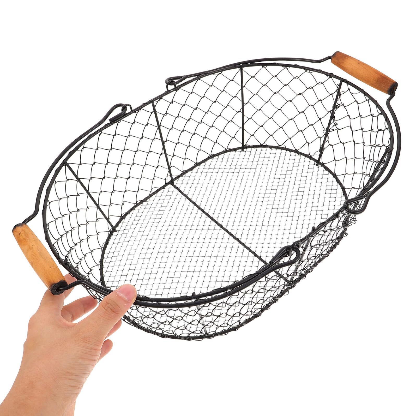 Hemobllo Panier Charbon avec Poignées Bac pour Cheminée Intérieur Conteneur Métal pour Charbon de Bois Organisateur de Fruits et Légumes pour Plan de Travail