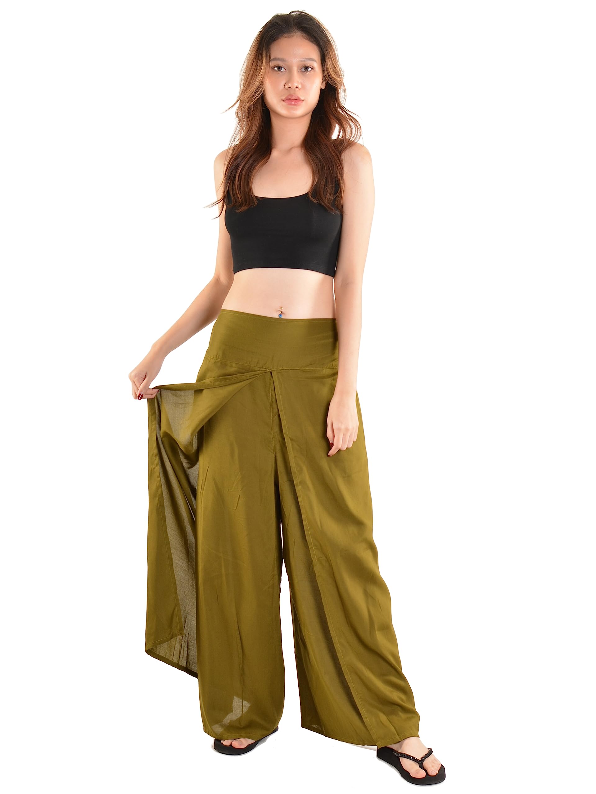 Orient TrailWomens Palazzo Slit Leg Wide Leg Wrap Pants Casual Beach Boho Hippie Bohemian Pilates Flowy Pants Sizes 2-18