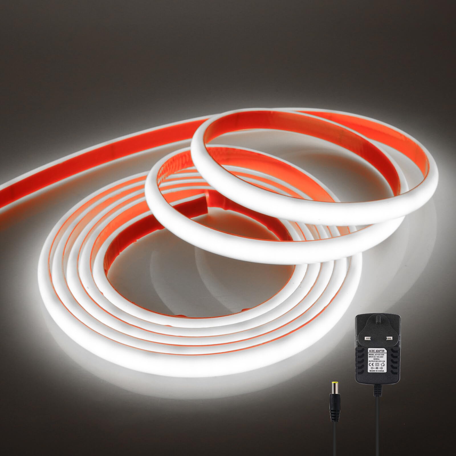 KAFULA 12V COB LED neon Light Strip self-Adhesive [0.5m, White Light 6000K], IP68 Waterproof Flexible, 320 LEDs/m Super Bright FCOB LED Fairy Light CRI90+, can be Cut Every 5cm, Home Decoration — image 1