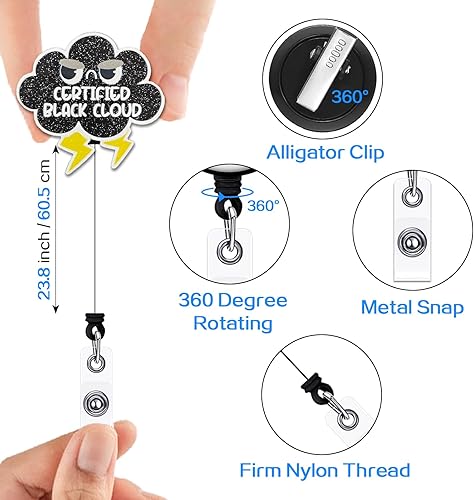 Miniatura 9 de YAZMEEN Carrete retráctil para enfermera con clip de cocodrilo, portatarjetas de identificación educadas para farmacéuticos, botella de medicina