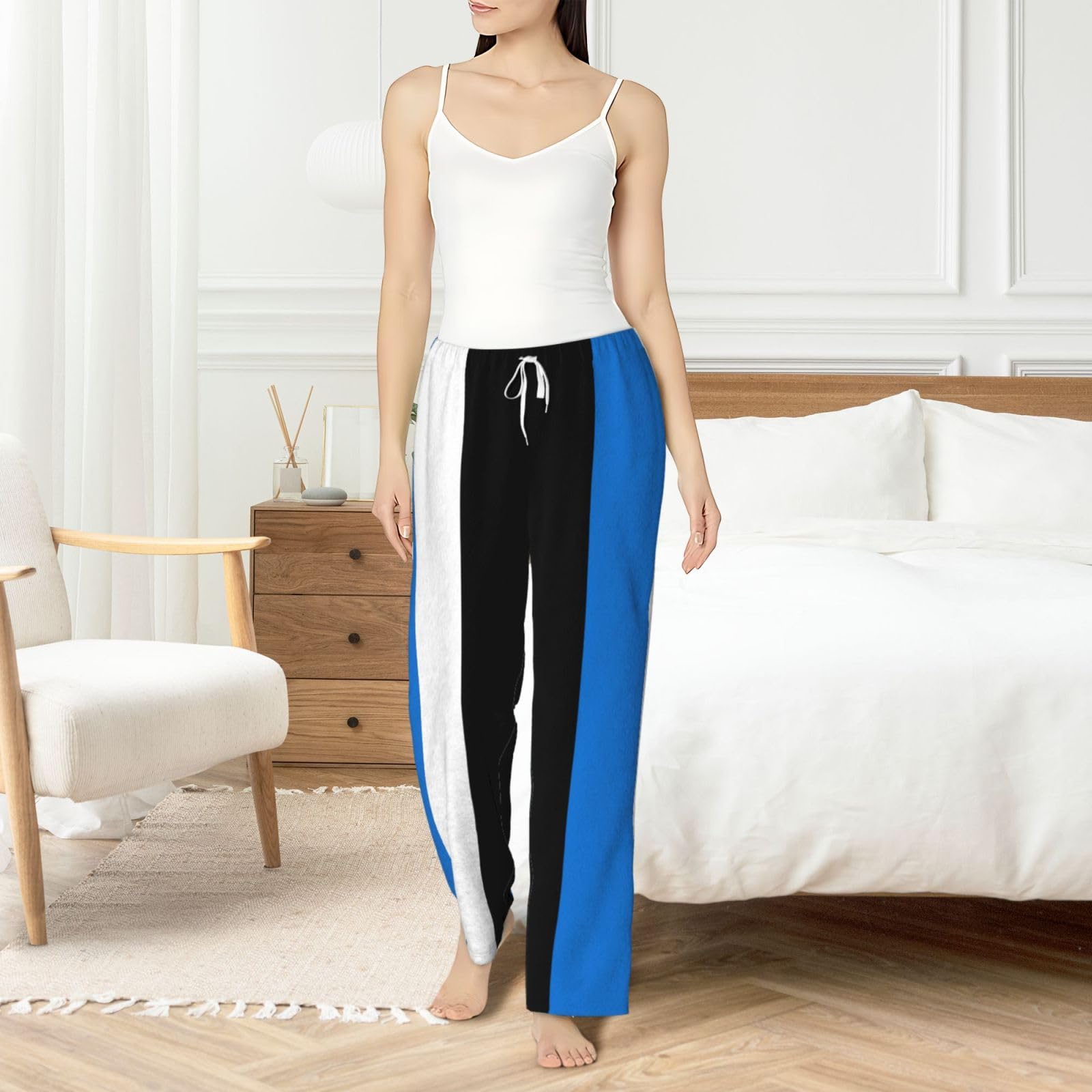Flanell-Pyjamahose für Damen, Motiv: Flagge Estlands, warm, bequem, für Urlaub, Weihnachten