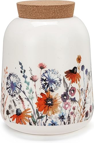 Vista 7 de DEMDACO Heartful Home by Tracy Pesche Collection - Tarro pequeño de cerámica con tapa de corcho, diseño de corazón rojo, puntos y rayas negras, 4.5