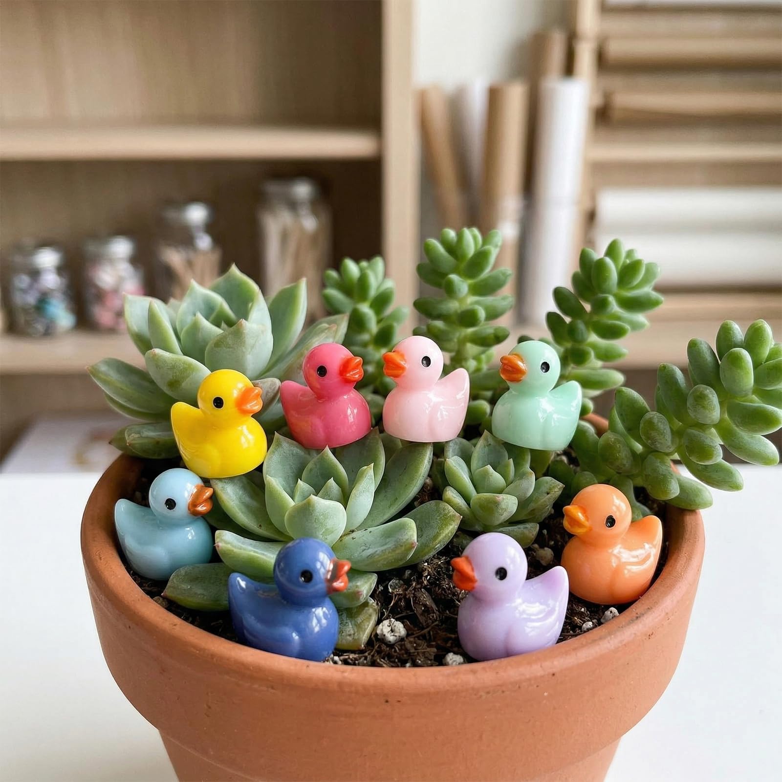 AMSGANK 30 Pièces Mini Canard en Résine, Mini Figurines de Canards pour Le Bricolage, la Décoration, Les Aquariums, Les Jardins, Les Paysage, Les Bonsaïs (Couleur Aléatoire