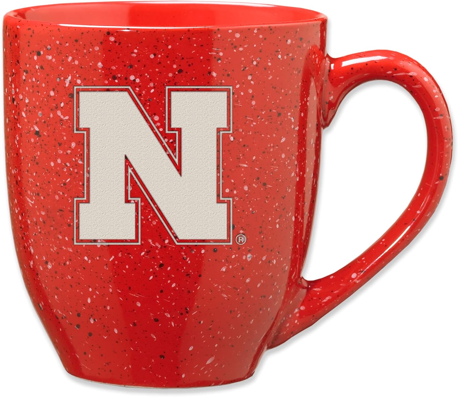Rico Industries NCAA 16 oz Team Color Laser Engraved Speckled Ceramic Coffee Mug (N & O Schools)