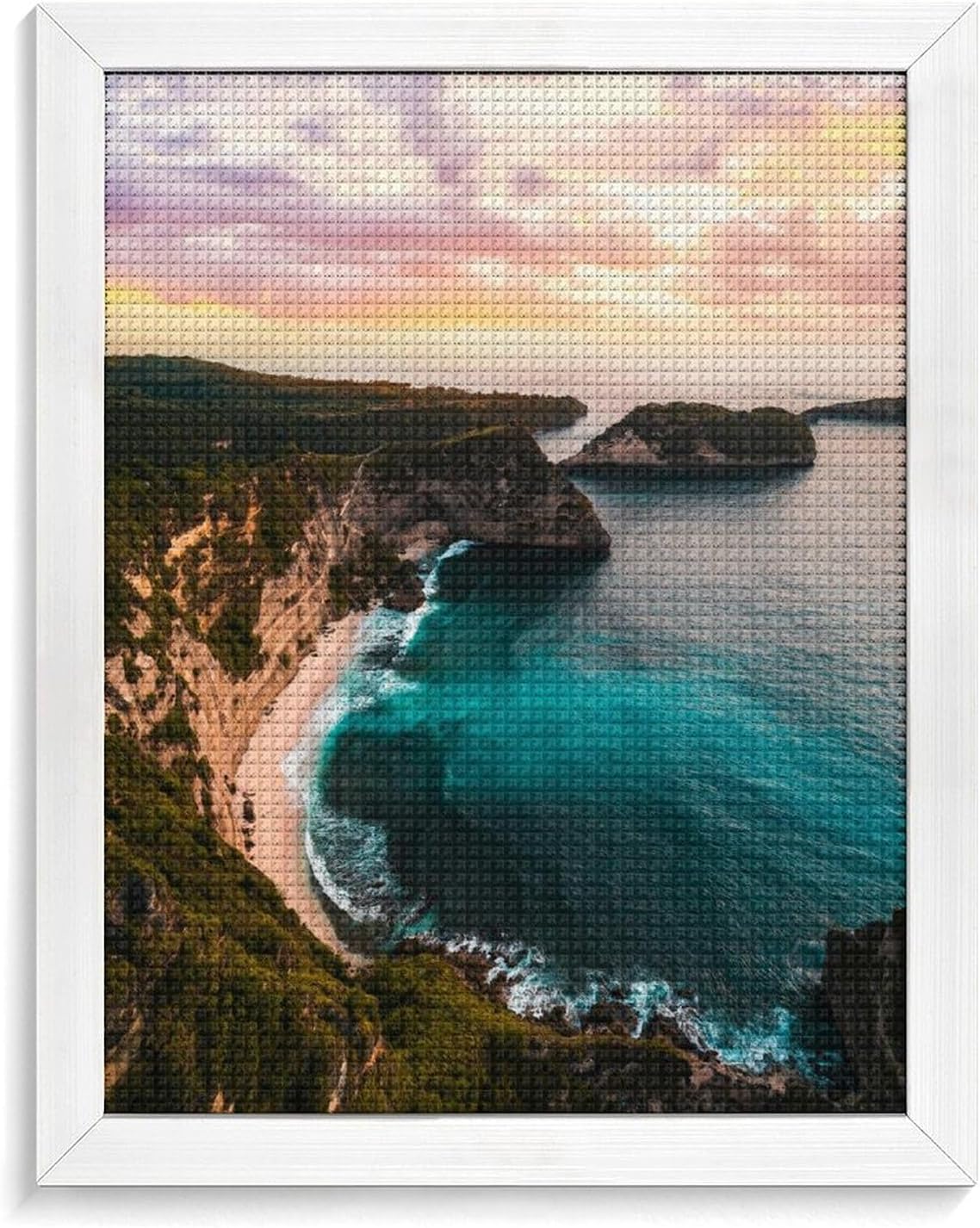 Island Elf Cliff Diamond 5D Painting Kits with Frame DIY Full Round Drill Gem Art Crafts for Home Wall Decor 16 X 20in Blackwood 40 * 50cm