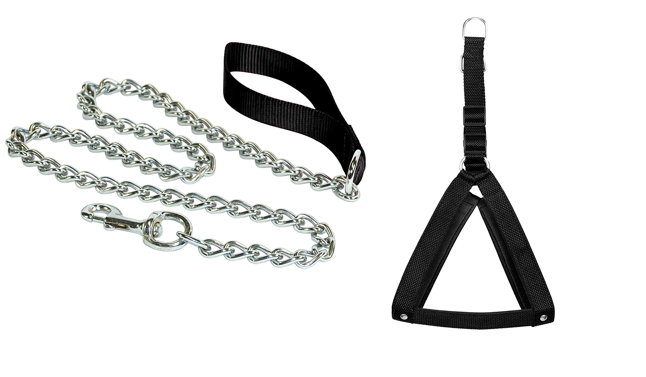 Smart Doggie Chest Belt Combo of 1.25 inch Black Nylon Padded Dog Body Cross Harness with Handle Chain for Large Dogs (B08V4TV1TM) Amazon Price History, Amazon Price Tracker