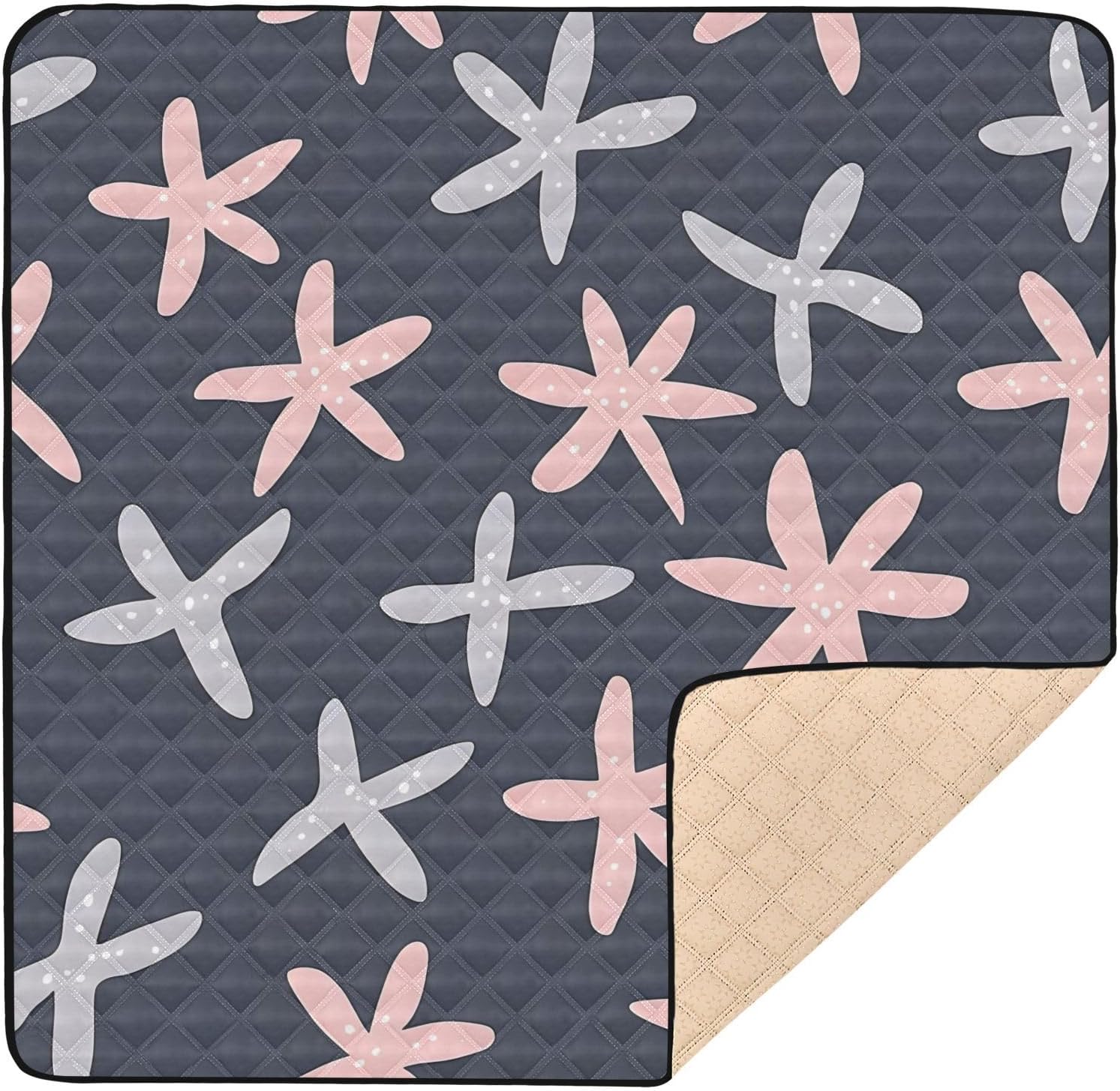 Doodle Colorful Flower Pattern Baby Play Mat, 50“ X 50” Washable Folding Crawling Mat, Baby Floor Mat, Soft, Thick, Non-Slip