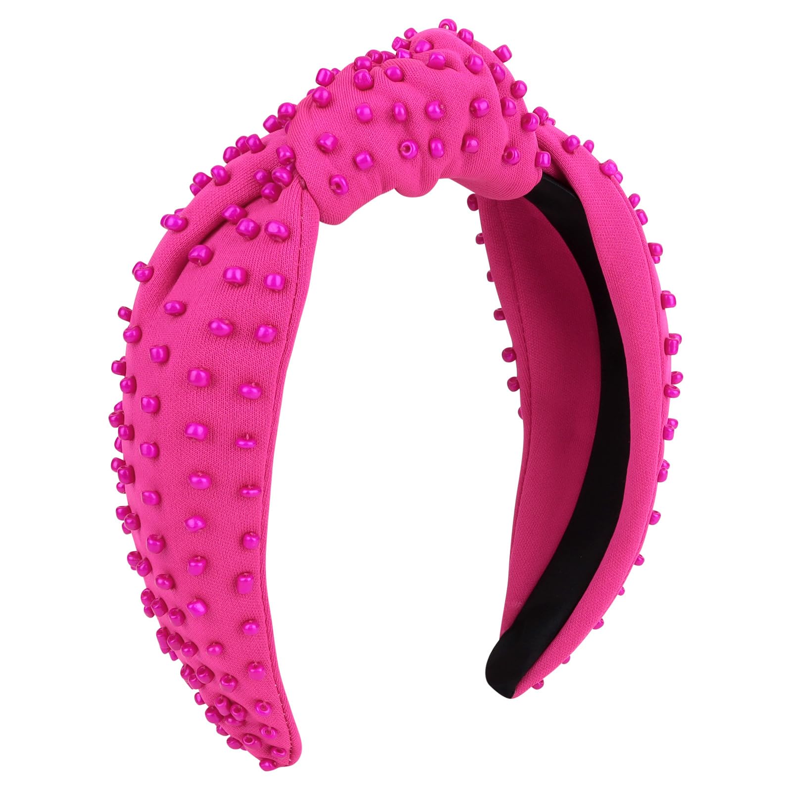 Ondder Hot Pink Hairband - Top Knot Headband for Women, Cloth Head Bands for Women's Hair, Wide Knotted Headbands for Women Girls, Non Slip Fashion