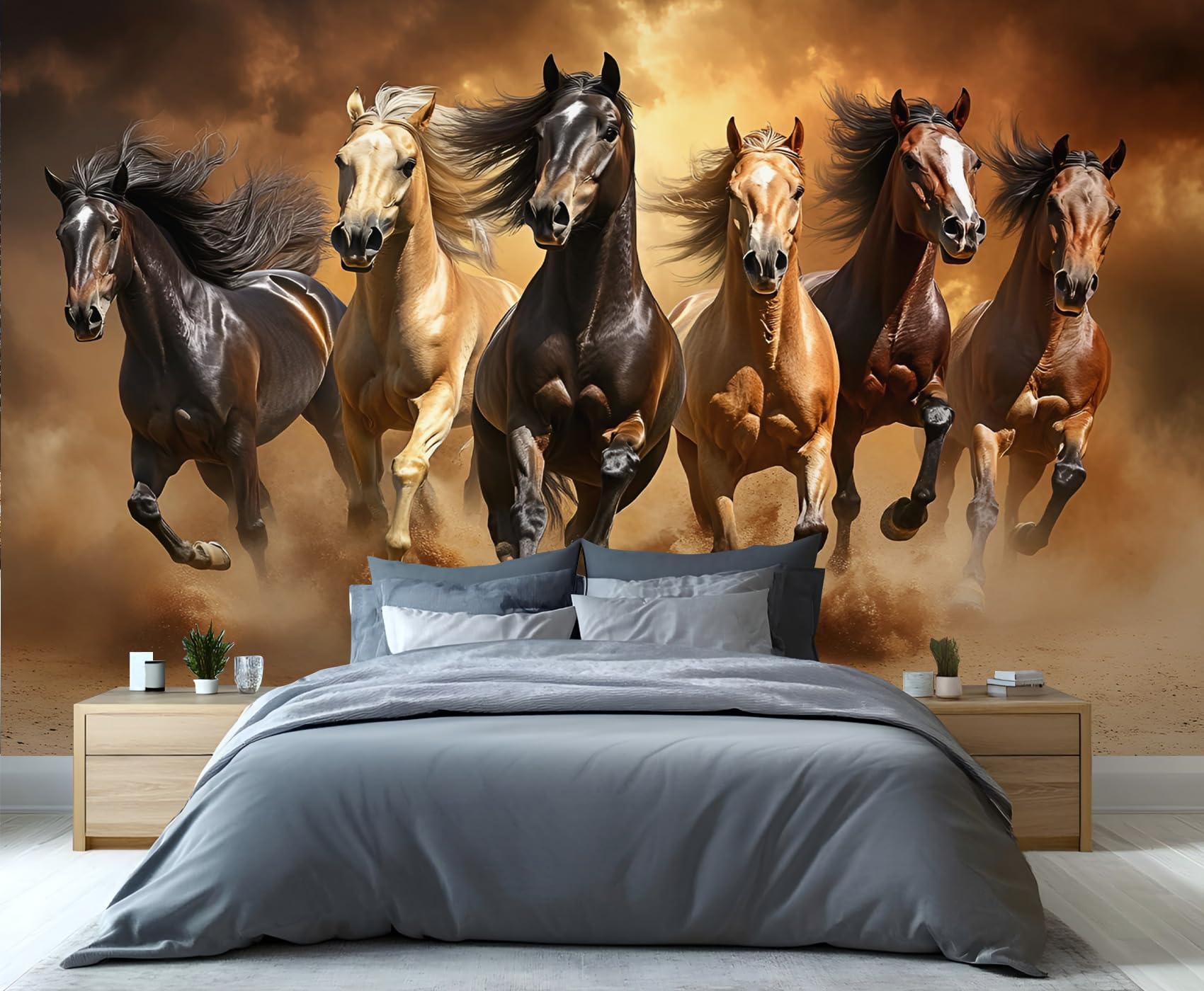 GIVLWF Wallpaper - Western Horse Home Decor & Mural, Self Adhesive Wallpaper for Living Room, Animal Horse Wall Mural, Farmhouse Animal Bedroom Wall Paper, Peel and Stick — image 1