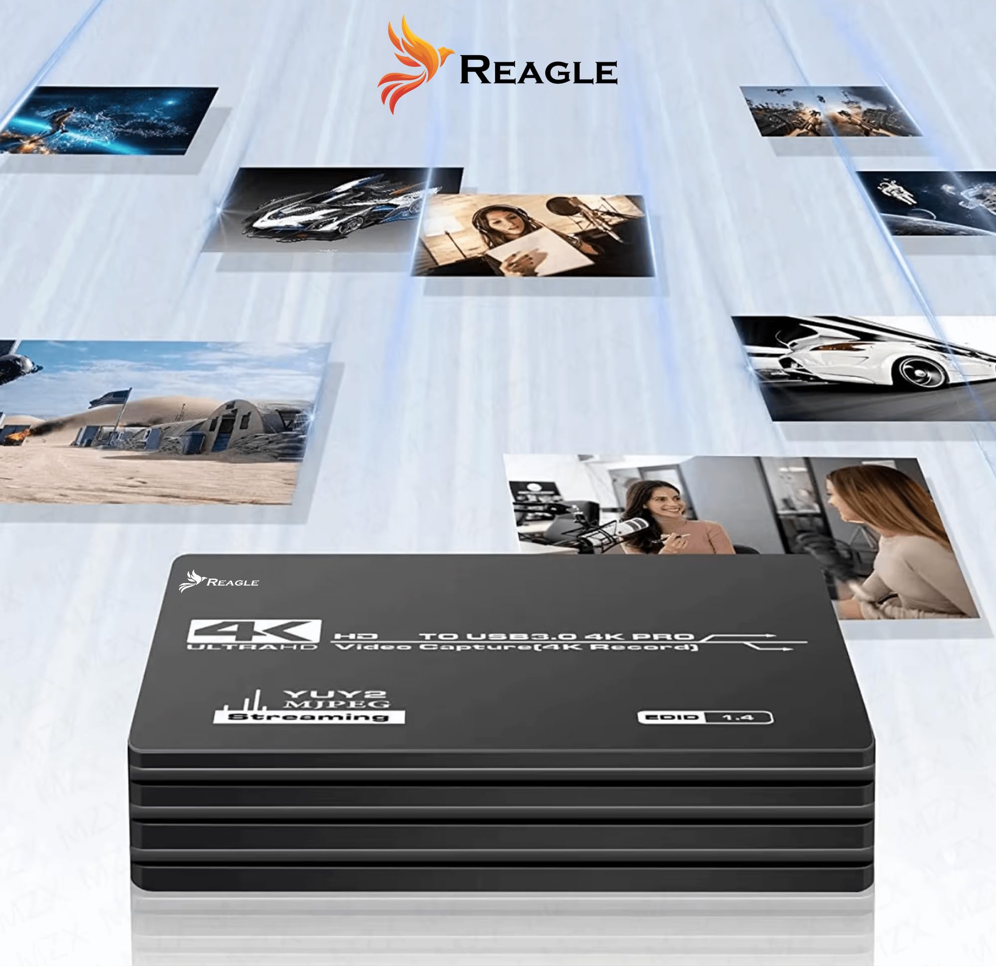 Reagl HDMI Video Capture Card 4K 60Hz USB 3.0 YUY2 OBS HDCP Game Capture para Consola,Cámara Plug & Play Stereo Audio HDMI Loop-Out Aluminio Carcasa