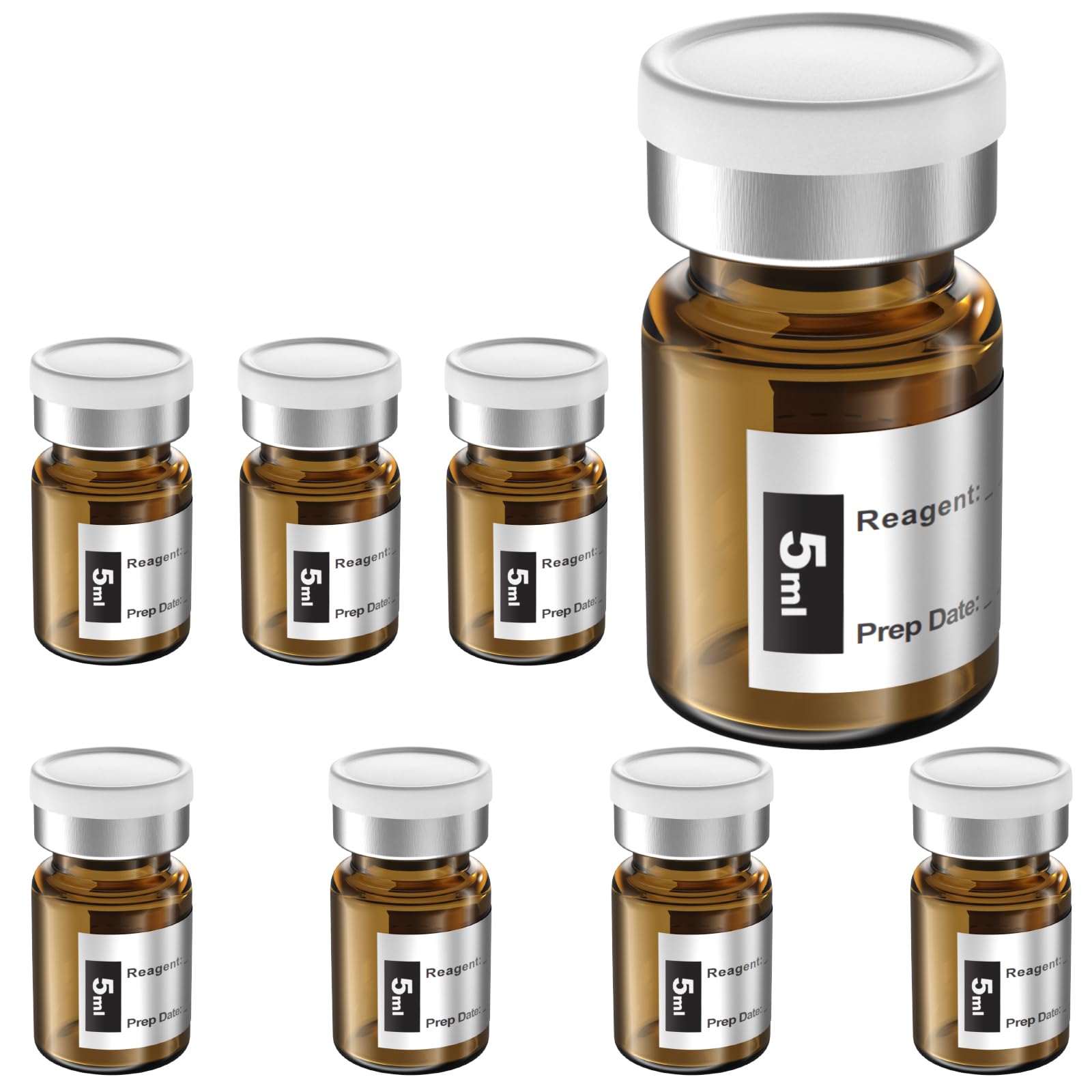 Biomed Solutions Empty Sterile Vial Sealed with Butyl Rubber Stopper and Flip Top Closure,Type 1 Borosilicate Glass Tubing,Individually Packed (5mL