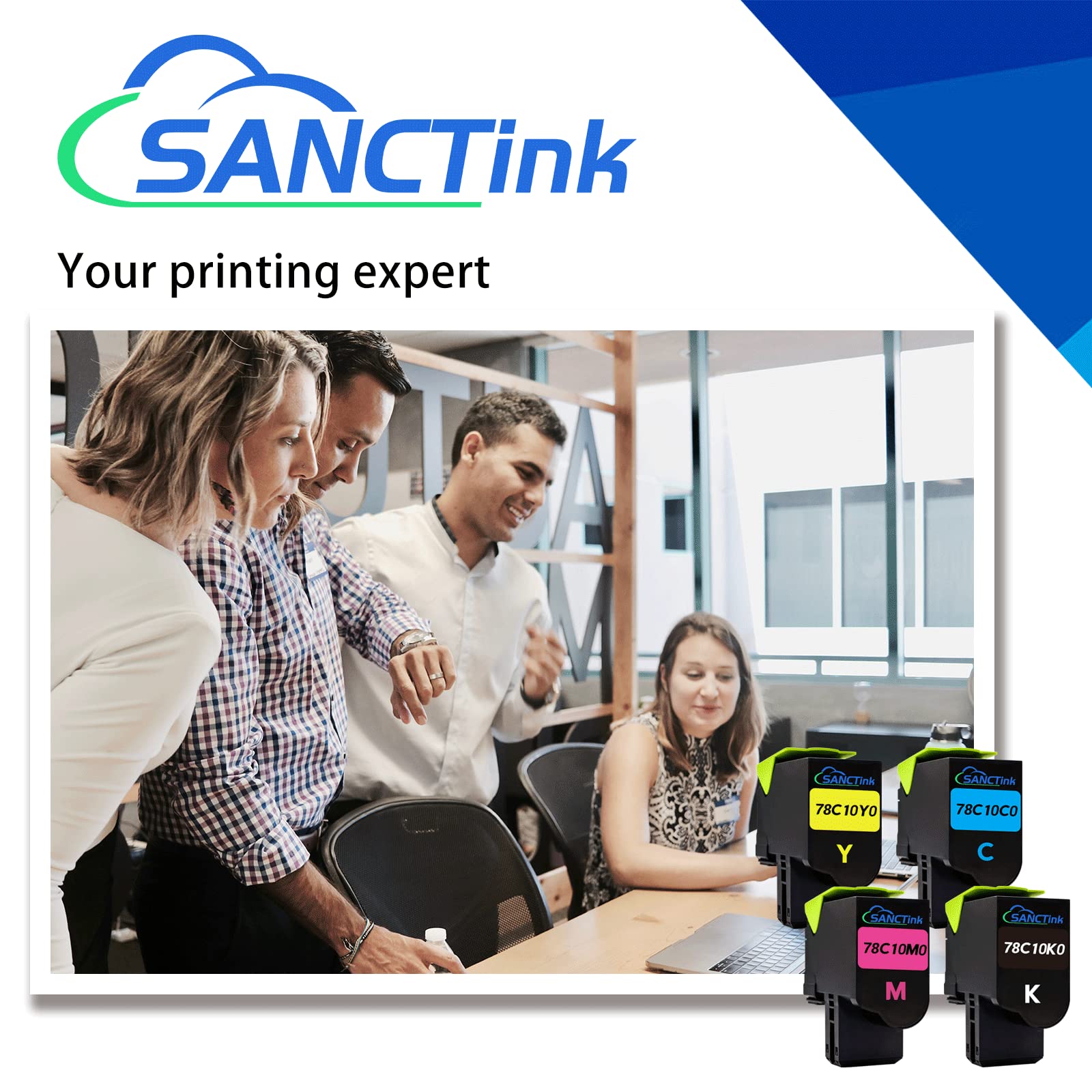 SANCTink Cartuccia toner rigenerata di ricambio per stampante 78C20 | confezione da 4, di ricambio per stampante CS421 CS521 CS622 CX421 CX522 CX622 per Lexmark (2000 e 1400 pagine)