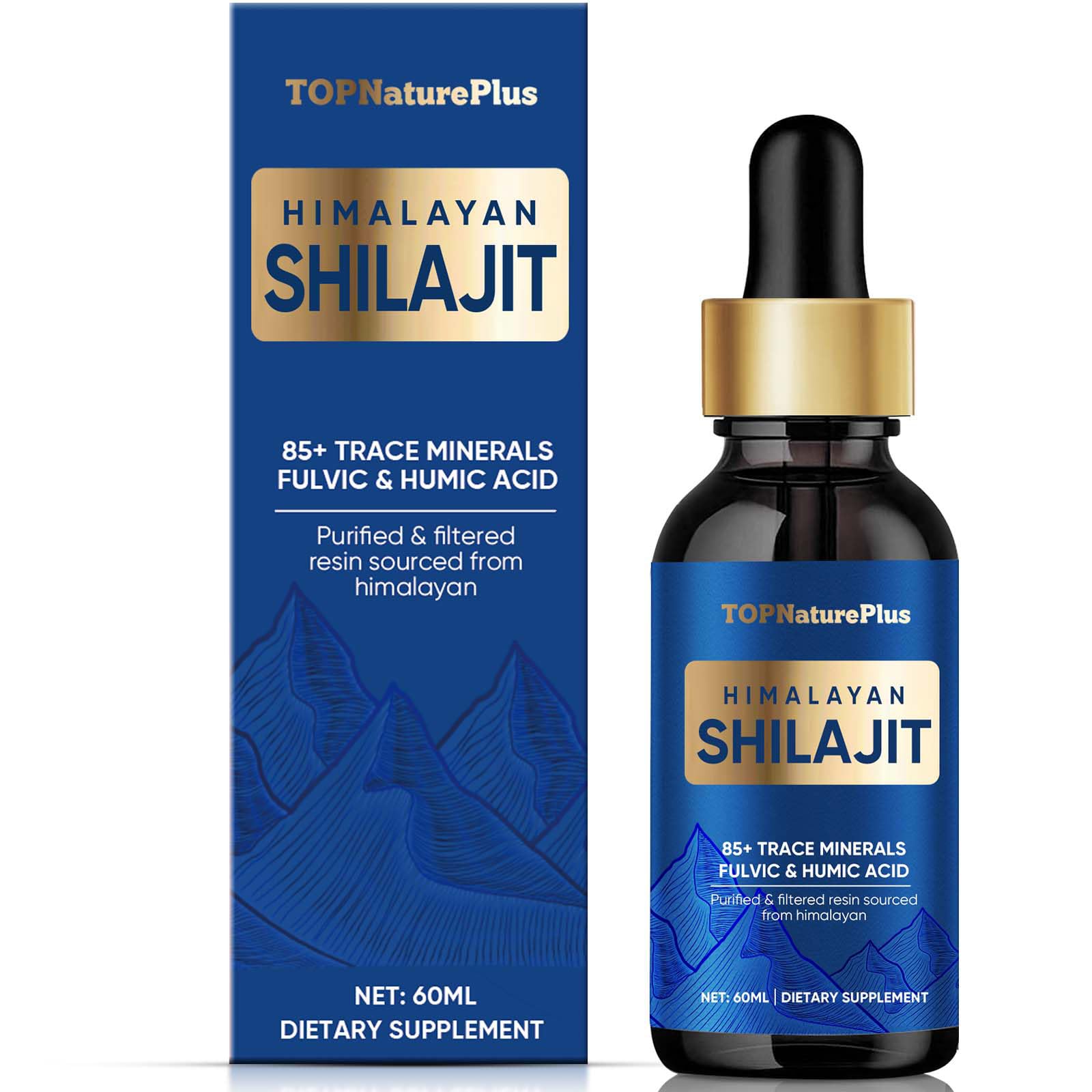 Himalayan Shilajit Resin Liquid Drops, Pure Organic Himalayan Shilajit Resin 500mg, 85+ Trace Minerals & Fulvic Acid for Brain Booster & Energy