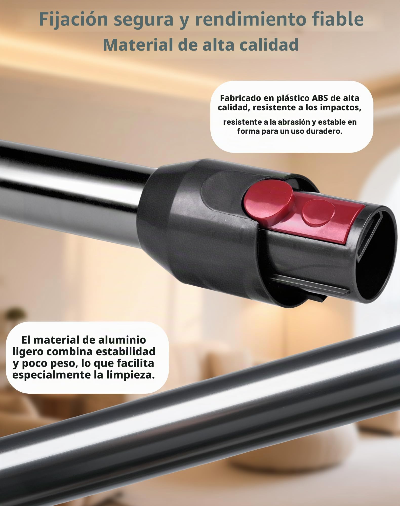 Tubo de extensión para aspiradora Dyson V12 Detect Slim / V10 Digital Slim tubo telescópico de aluminio de 74 cm con cierre rápido – Repuesto de tubo de aspiración accesorios