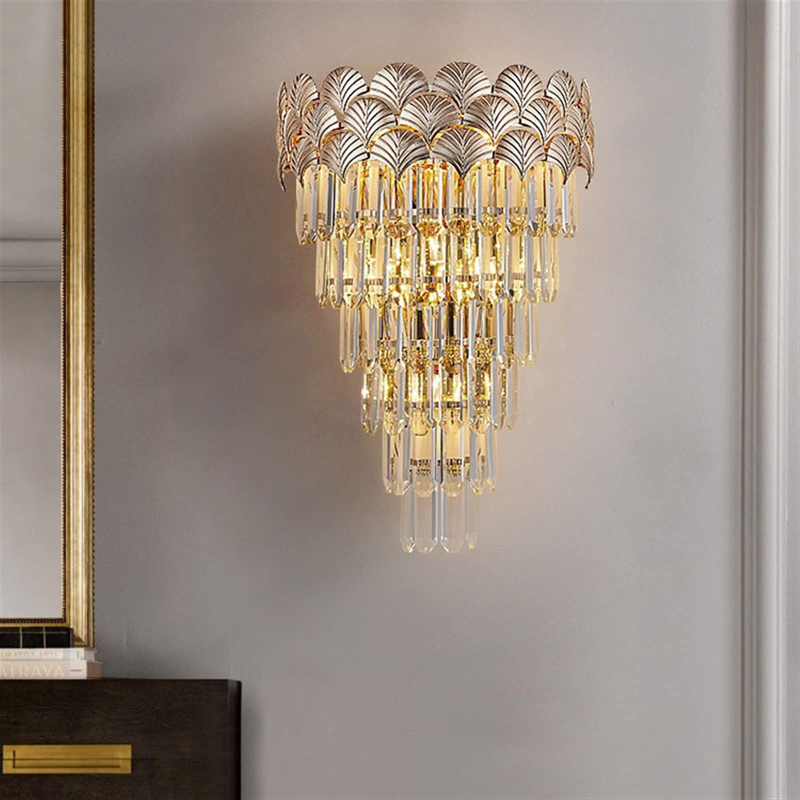Applique da parete Lampada da parete di lusso leggera in stile europeo Lampada da parete decorativa in cristallo di fascia alta Lampada for illuminazione interna Apparecchio di illuminazione for corri