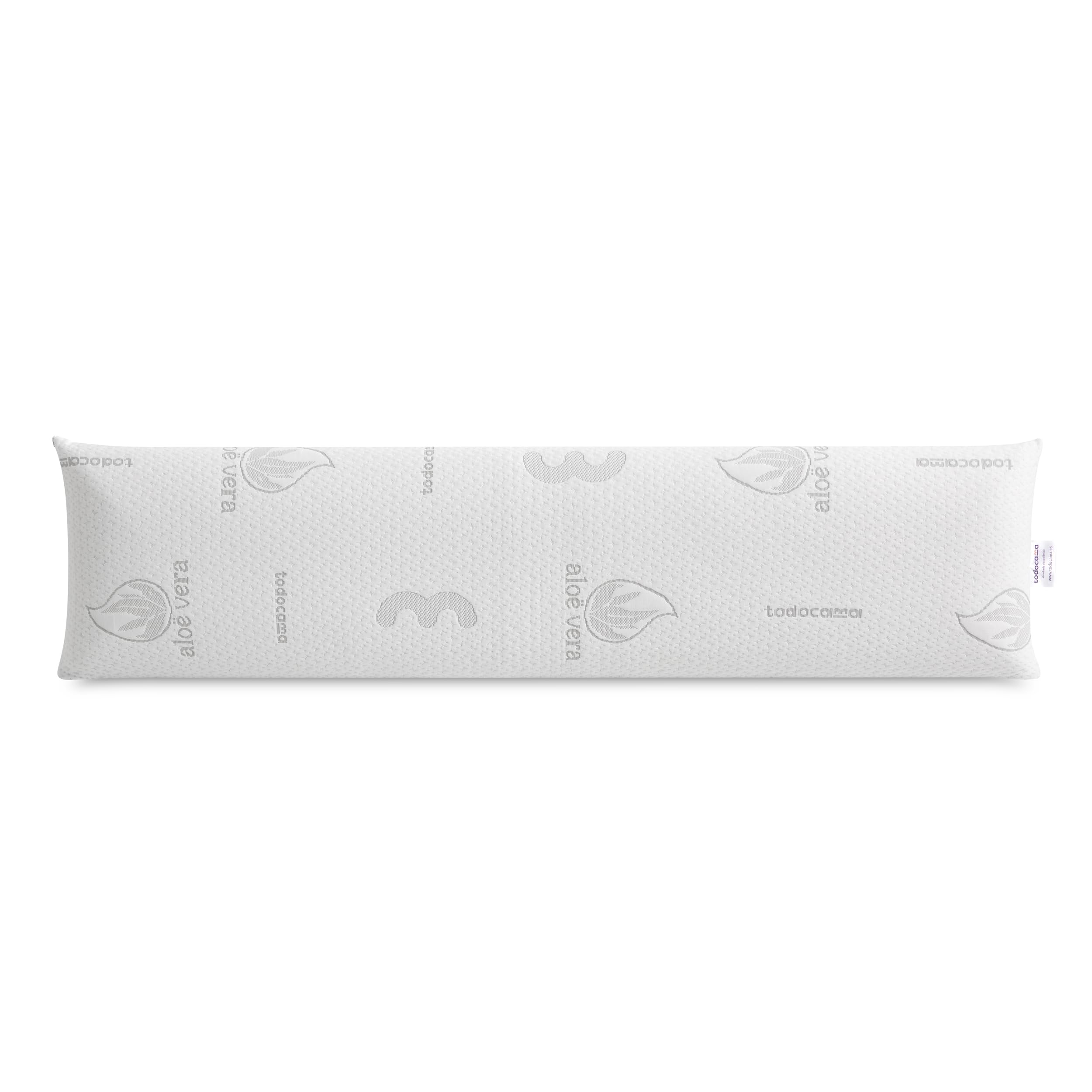 Todocama Almohada Viscoelástica Aloe Vera, Núcleo Compacto Viscoelástico para Cervicales y Cuello, Firmeza Media-Alta, Doble Funda con Cremallera (150 cm).