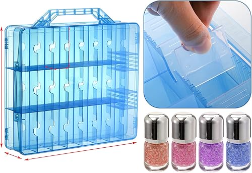 Miniatura 3 de Foraineam Paquete de 2 organizadores de esmalte de uñas de doble cara, caja de soporte de herramientas de uñas transparente, estuche portátil