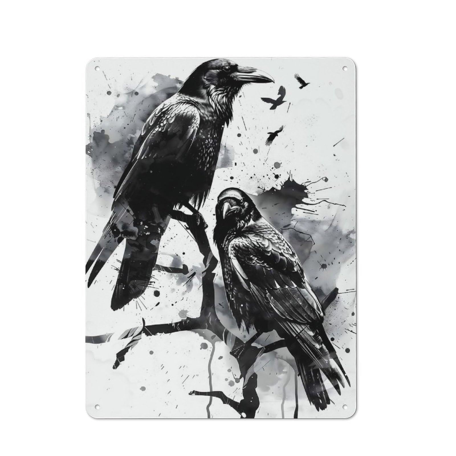 Junmoney Ravens Ink Nostalgic Decorative Tin Sign 40X30cm Featuring Old Style Wall Plaque For Kitchen, Hallway, Bar Or Small Cafe