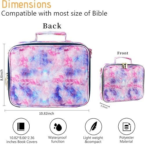 Miniatura 10 de ATDIAG Funda para la Biblia para mujer, funda de transporte para libros, bolsa protectora para la Biblia con asa y bolsillo con cremallera, correa