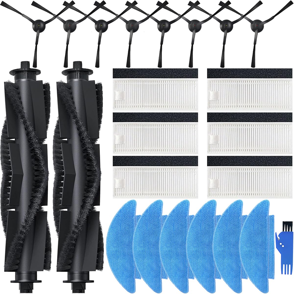 Replacement Part Accessories for Tikom L9000/L8000, for Lubluelu SL60D/SG60/SL61, for HONITURE Q6 SE, for Laresar L6 Nex Robot Vacuum Cleaner, Main Brushes, Side Brushes, Mop Clothes, Filters