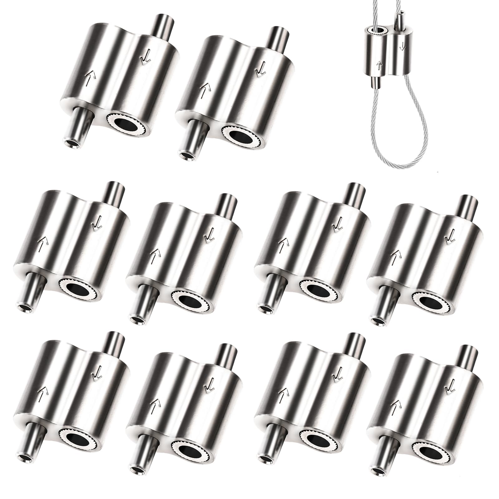 1/16 Inch M3 Stainless Steel Wire Rope Cable Clip Clamp, 1/16" Two Way Wire Rope Clips for 1/16 Inch (1.5mm-2.0mm) Stainless Steel Cable/Wire Rope - 10 PCS
