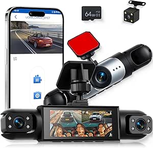 Amazon.com: 3.16-inch 1080P Dash Cam Front and Rear Inside Left/Right ...