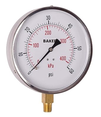 Baker 421AVND-60 Pressure Gauge, 0 to 60 psi
