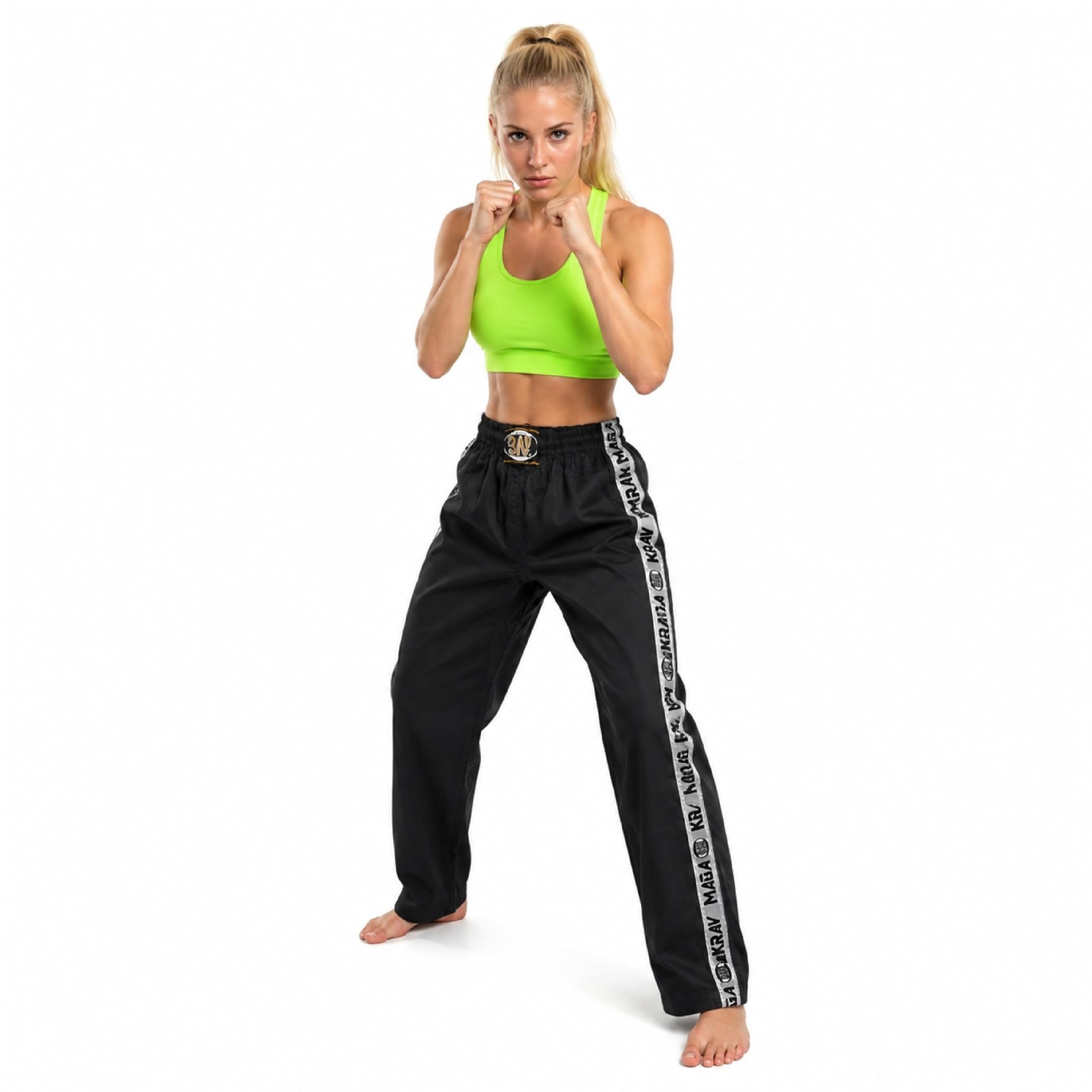 Bay Kampfsporthose Krav MAGA Stripes Schwarz Kinder Erwachsene 4XS - XXL