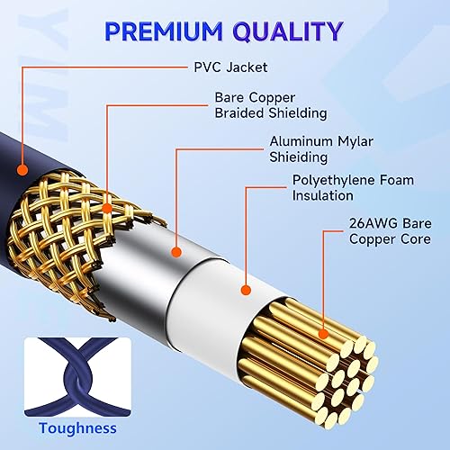 Miniatura 6 de YIMATEECO Cable divisor de Cinch R-C-A Y Cable AV Cables 1 hembra a 2 machos Cinch Cables para subwoofer, altavoz, AMP, tocadiscos, cine en casa