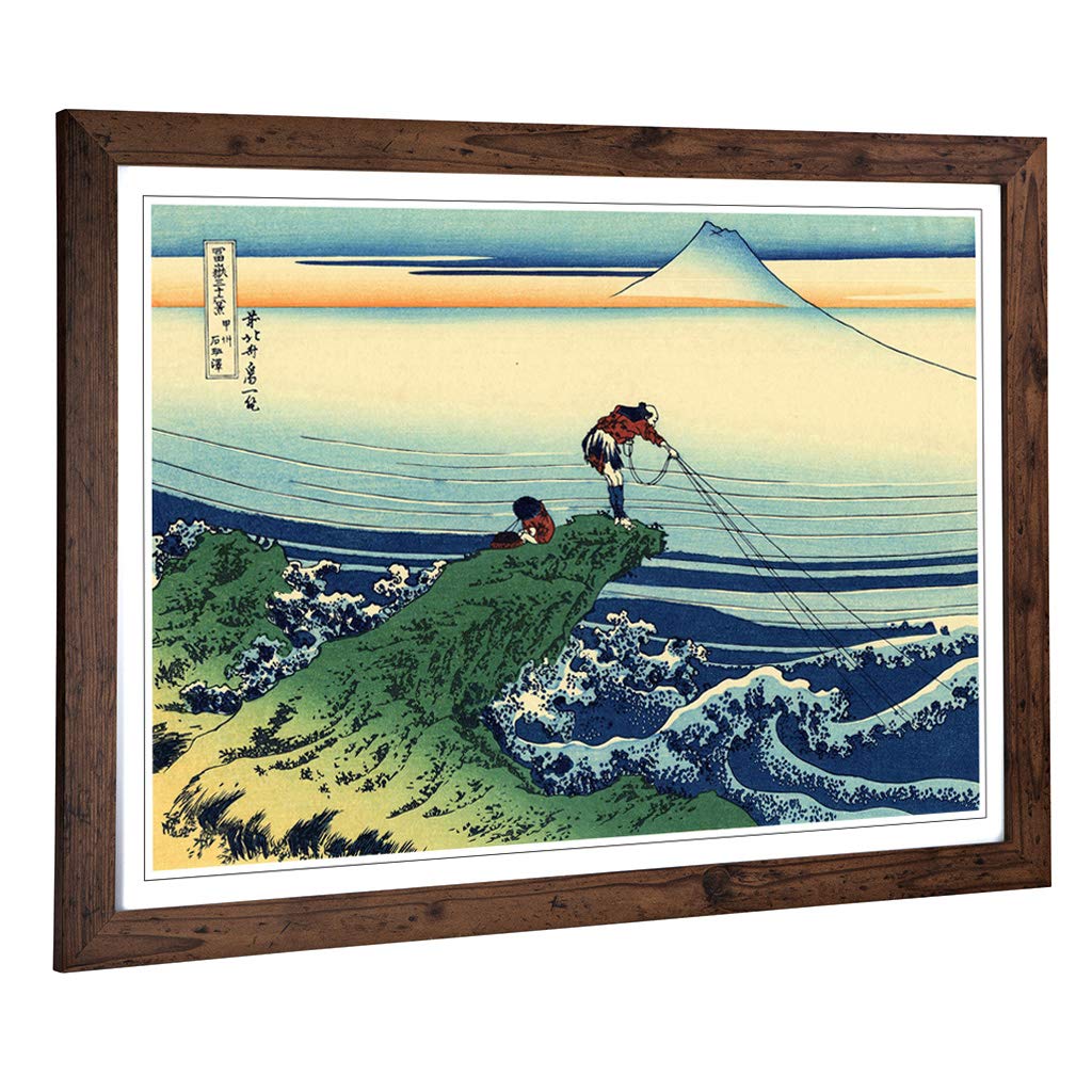 Big Box Art Framed Print of Hokusai Japanese Oriental Kajikazawa Design | Wall Art Picture | Home Decor for Kitchen, Living Room, Bedroom, Hallway, Walnut, A2 / 24.5x18 Inch / 62x45cm
