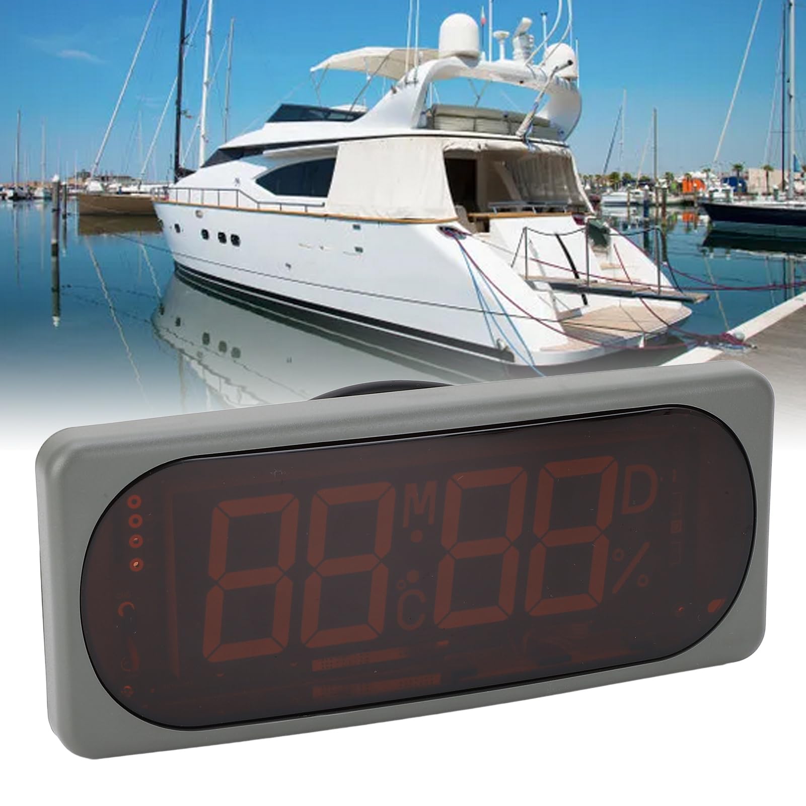 Reloj Electrónico para Coche con Termómetro e Higrómetro Digital, Pantalla LED de Fecha Hora Temperatura Humedad, Rango - 19℃ a 75℃, Montaje Empotrado o Colgante para Vehículos y