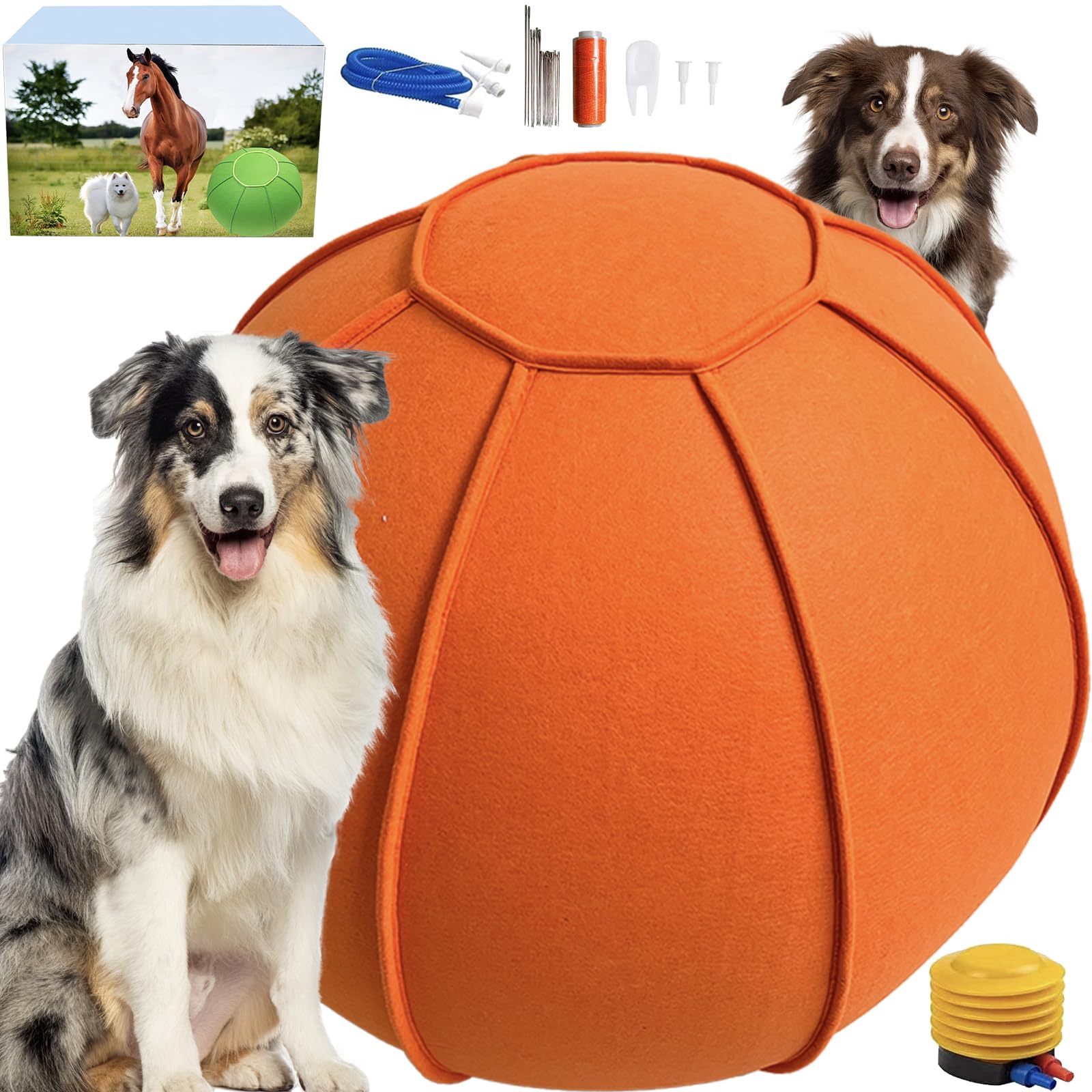 BabieDtOyG Herding Ball for Dogs, Dual Layered Herding Dog Ball Set for Australian Shepherd, Cattle, Collie, for Dog, Agility Equipment- Free Training