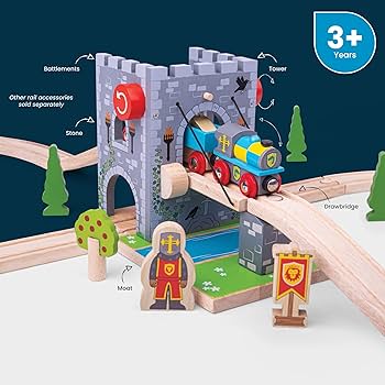 2pc Bigjigs Rail 43cm Three Arch Bridge Kids Wooden Toy Railway Accessory 3y+ | BIG W