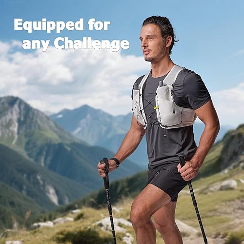 Miniatura 7 de Chaleco de hidratación para correr para mujeres y hombres, chaleco de agua ligero con 2 TPU de 8.5 fl oz, frasco suave, correas ajustables para el