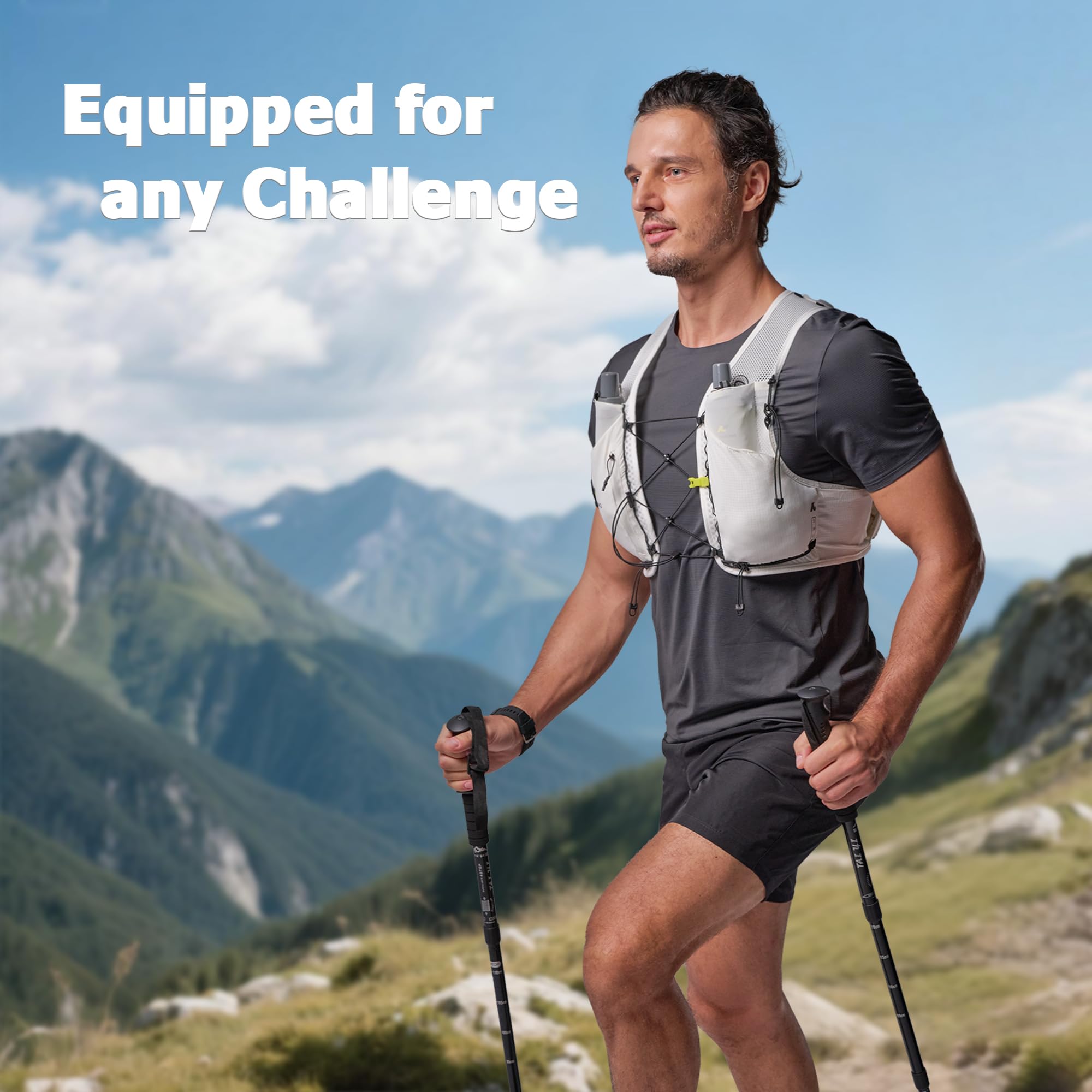 Laufweste für Damen und Herren, leichte Wasserweste mit 2 TPU 250 ml weichen Flaschen, verstellbare Brustgurte, Läuferweste für Trial, Wandern, Radfahren, Joggen, Marathon