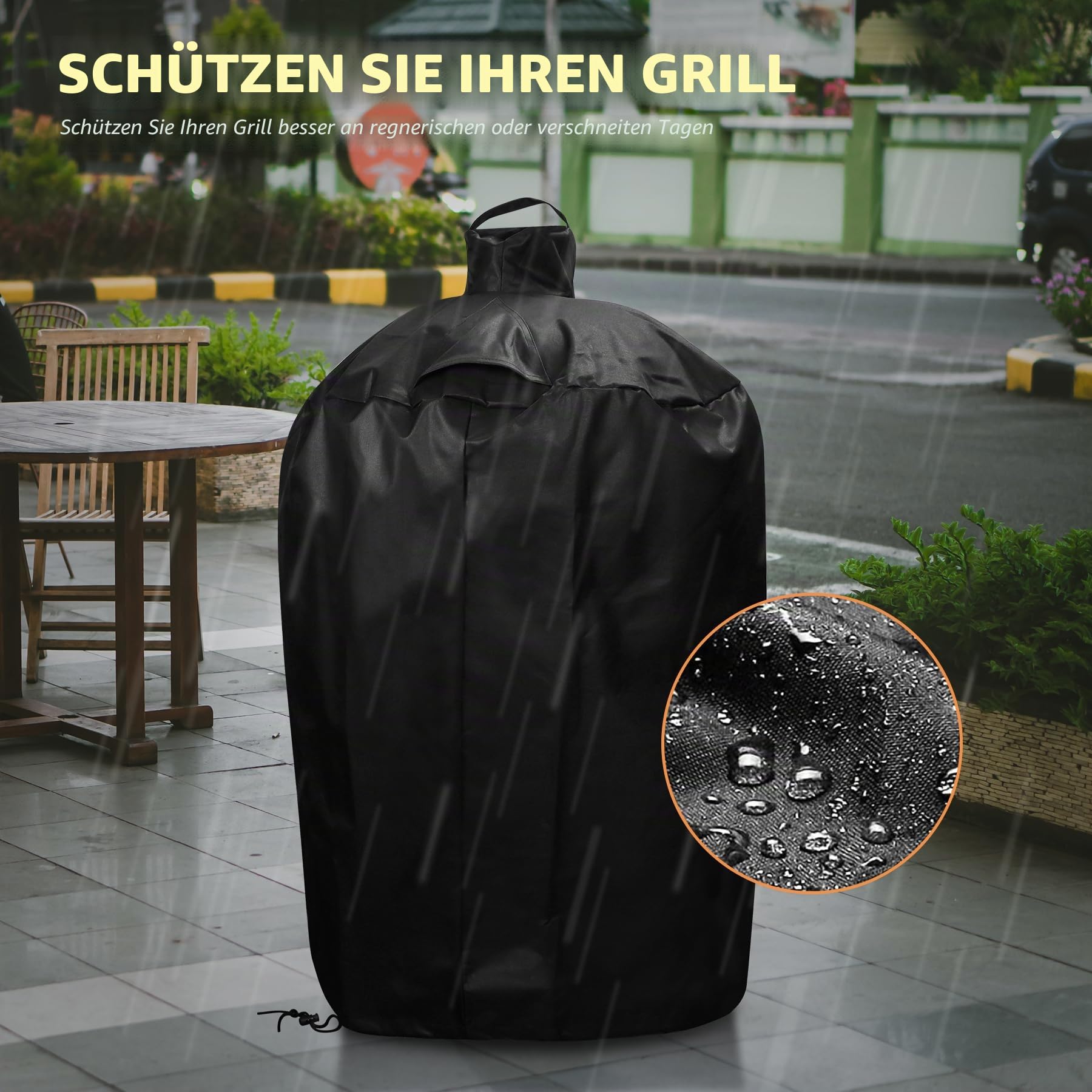 wasserdichte Abdeckung für großes grünes Ei, Keramik-Grillabdeckung Outdoor-Grillabdeckung, wetterbeständiges BBQ-Grillzubehör, Anti-Fade Stoff
