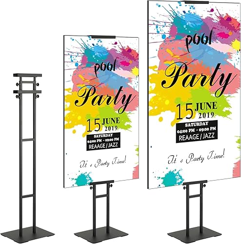 VEVOR Soporte para póster, altura ajustable de hasta 75 pulgadas, soporte de letrero de pedestal de doble cara, soporte de letrero de pie con base
