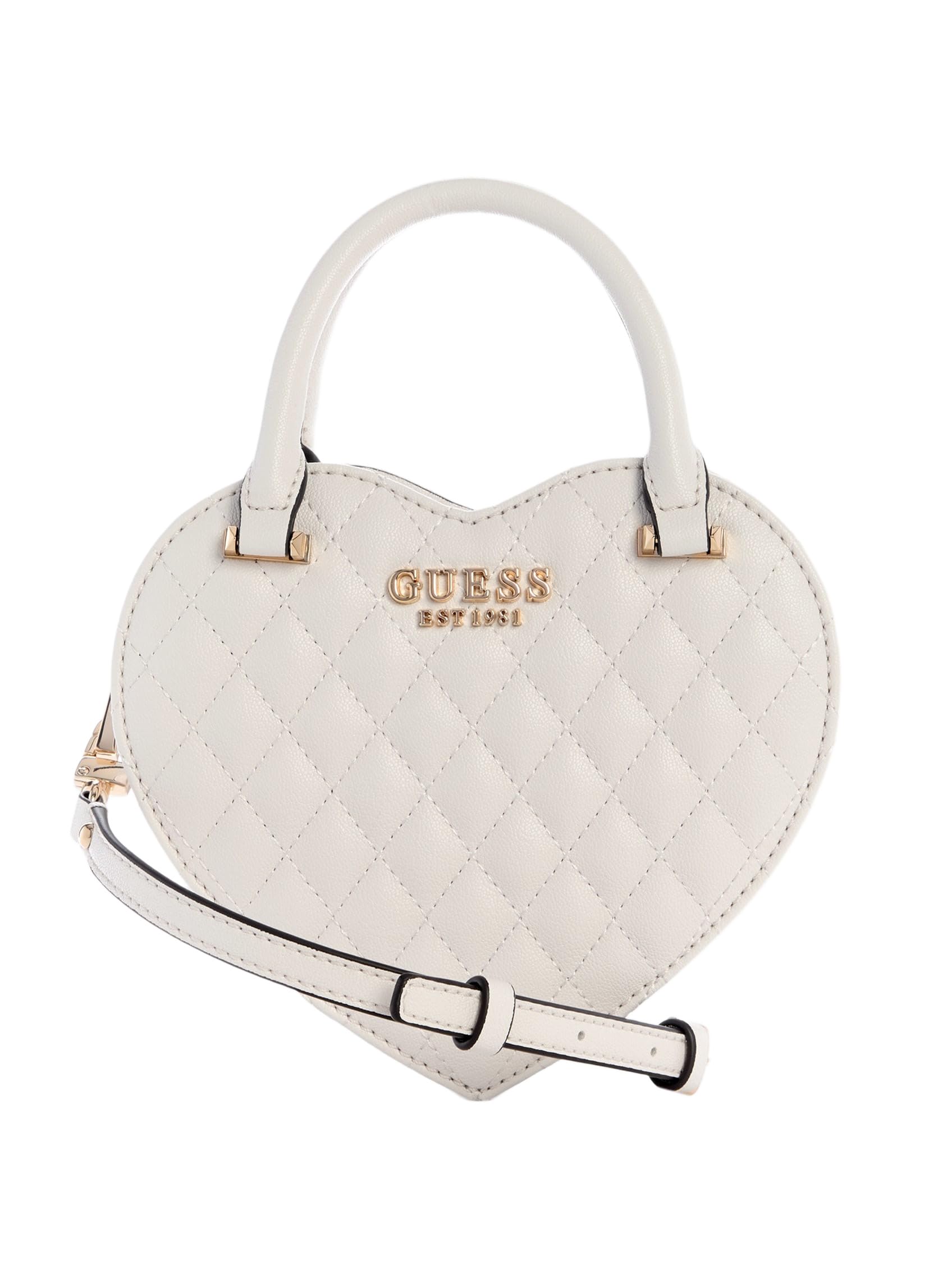 GUESS Atabey Damen-Herztasche, Cremeweiß, Einheitsgröße