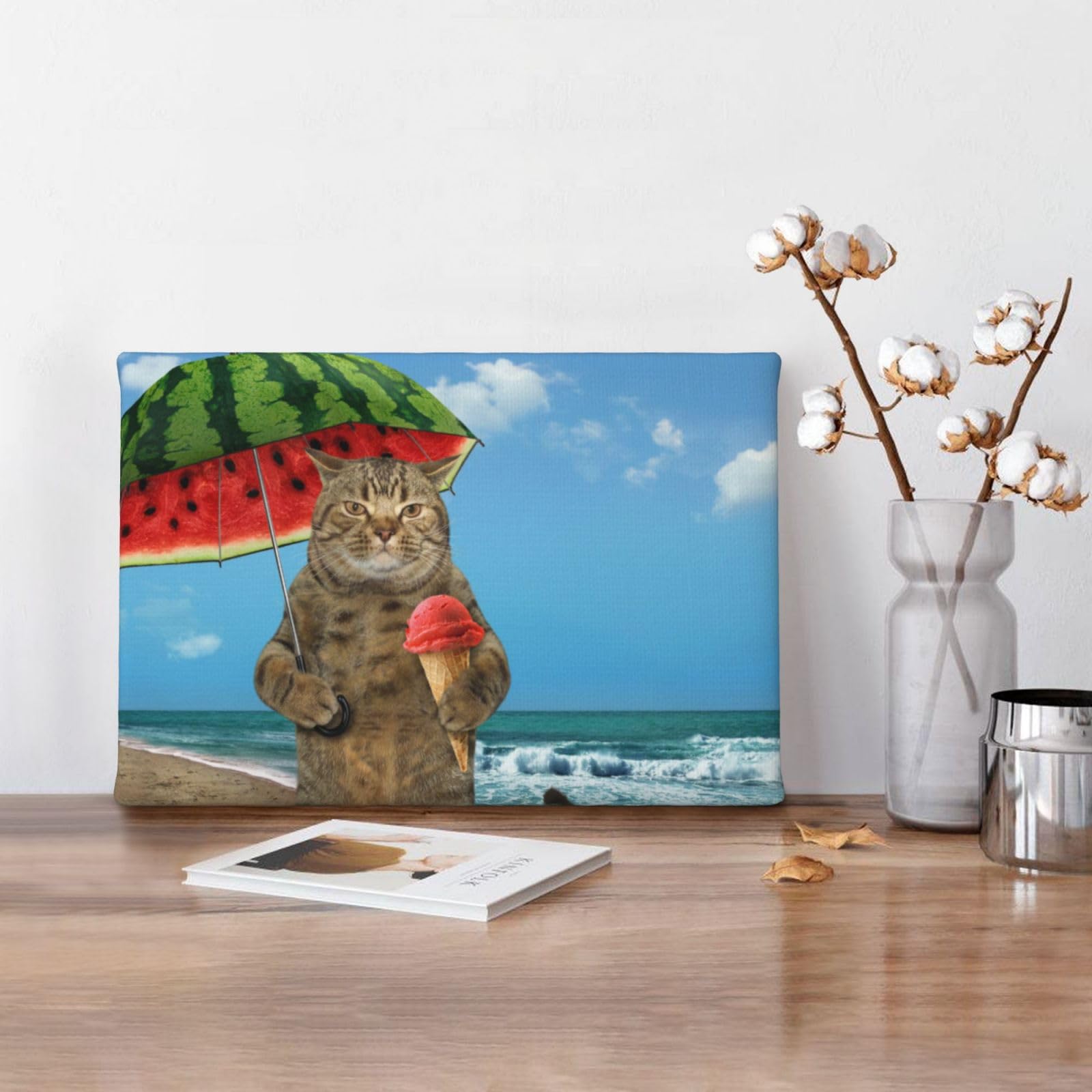 Amazon.co.jp: アートポスター フレーム 装飾画 面白い ねこ 猫 傘を
