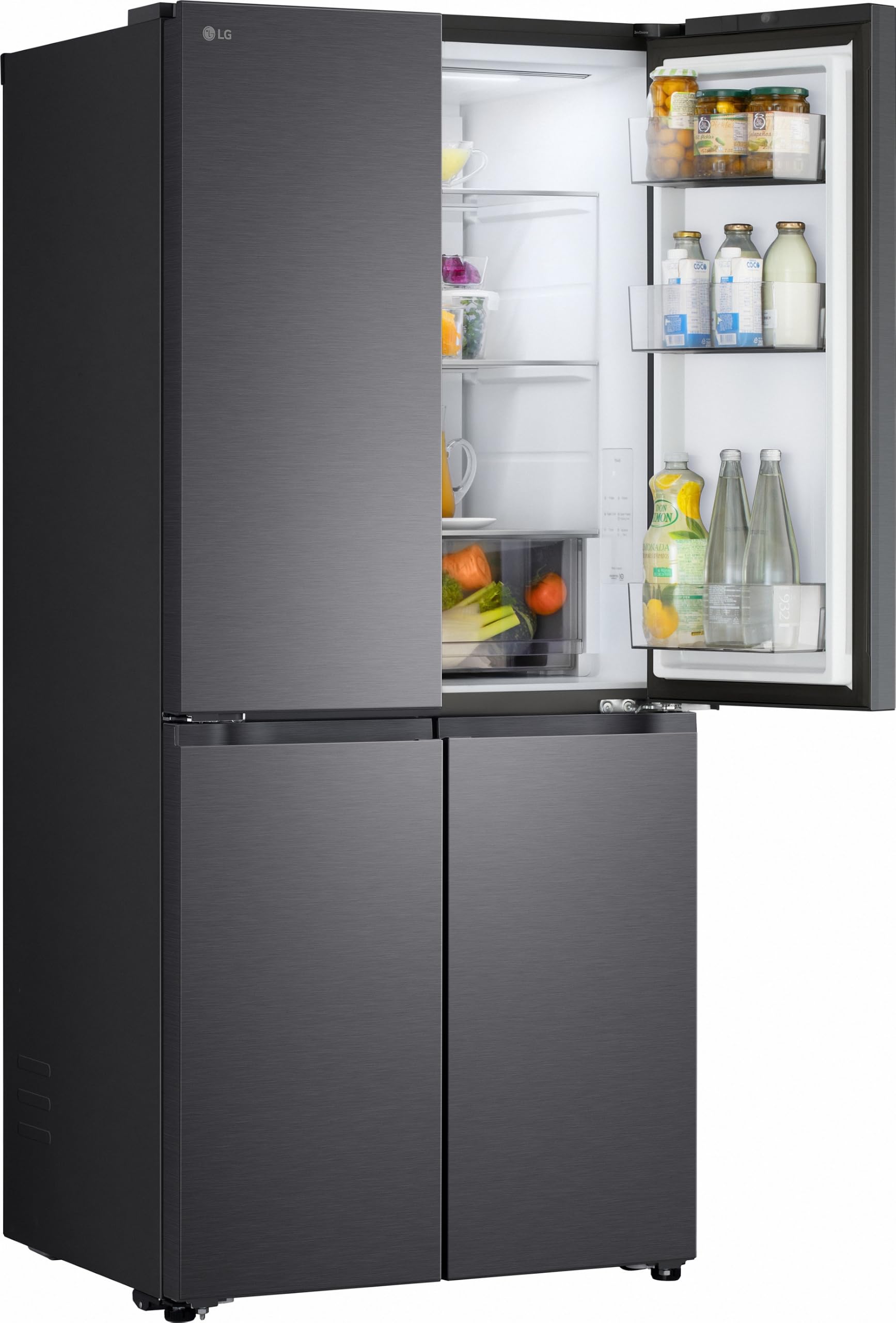 LG GMBS30SDEP SLIM Fit&Max Multi-Door Kühlschrank mit Gefrierfach (580 L, Energieklasse D) vollintegrierbar oder freistehend, DoorCooling+, LinearCooling, Schwarz