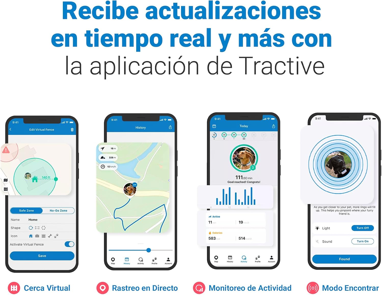 Tractive GPS Tracker for Dogs - Waterproof, GPS Location & Smart Pet Activity Tracker, Unlimited Range, Works with Any Collar (White)