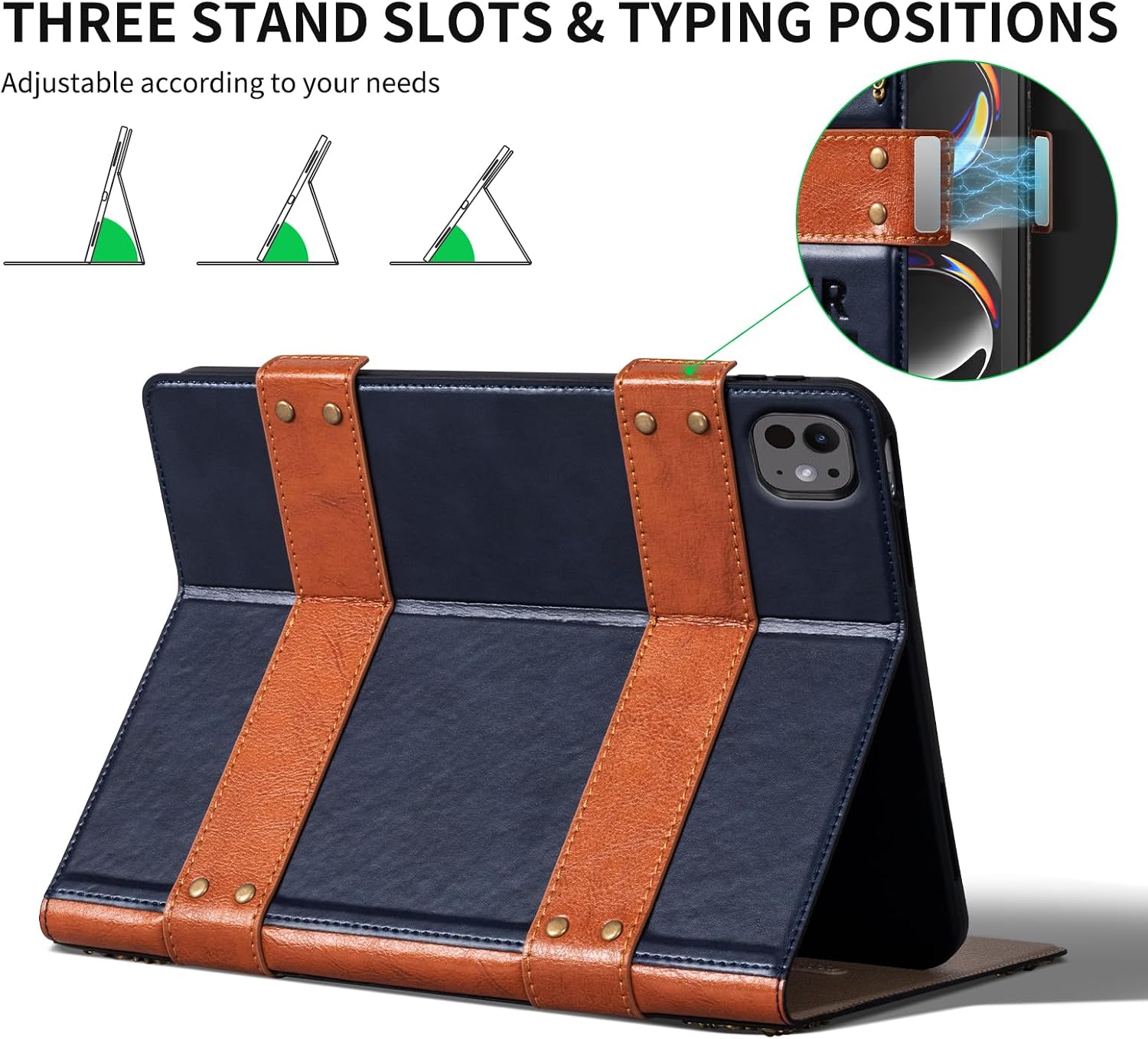 for Ipad Pro 11 inch Case 6th/5th Gen M5/M4 2025/2024 Leather Protection Cover Protective Shell with Auto Sleep/Wake.Dark Blue