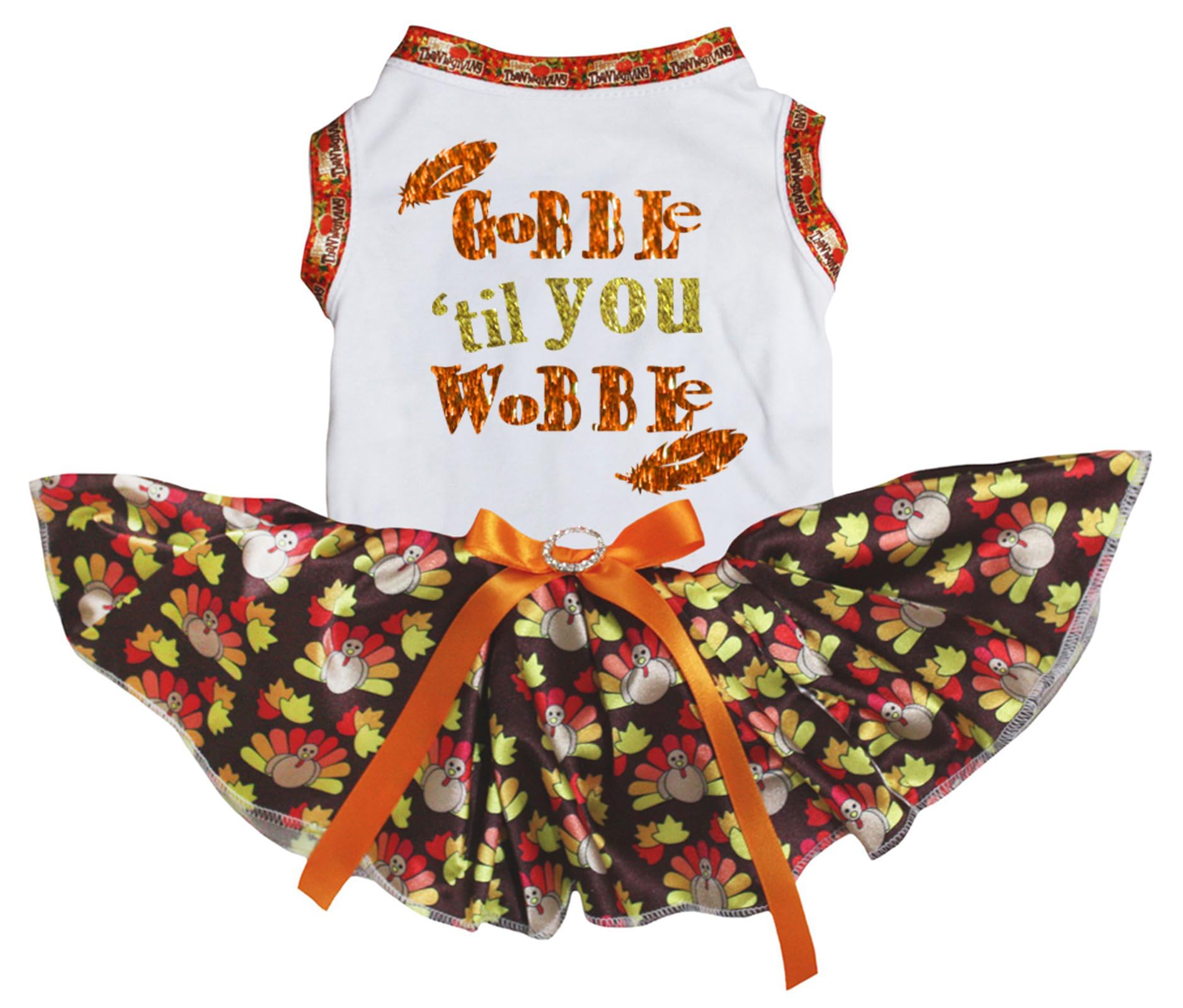 Robe pour chiot Blanc marron XXXL Feathers Gobble Til You Wobble pour grand chien