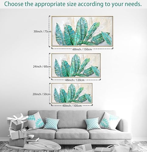 Miniatura 8 de Arte de pared moderno, arte botánico, decoración de pared de hojas verdes, pintura en lienzo para sala de estar, dormitorio, comedor, decoración del