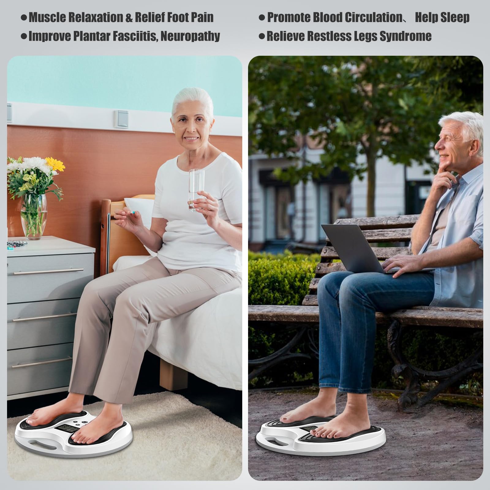 Masseurs de pieds rechargeables pour la douleur et la circulation, masseur de pieds EMS, machine de circulation des pieds, masseur de pieds sans fil EMS et TENS, pour soulager la douleur neuropathie