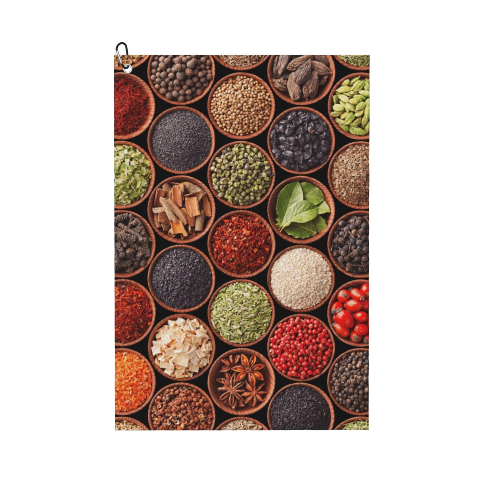 Hnnkloy Colorful Spices And Herbs, 16x24 in Portable Waffle Golf Towels with Carabiner Clip for Golf Bag