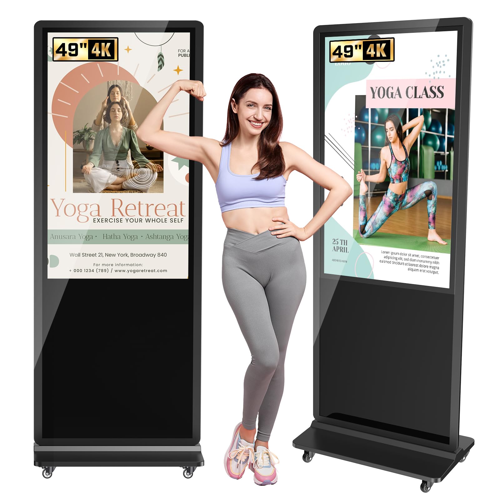 49 Zoll Touchscreen Digitaler Kundenstopper, Touchscreen Digitales Werbedisplay LCD, Digital Signage Player Android OS, IPS HD Gehwegaufsteller für Geschäft & Schaufenster, Schwarz